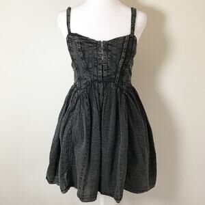 Urban Outfitters Black Eyelet Babydoll Mini Dress Cotton Lined XS
